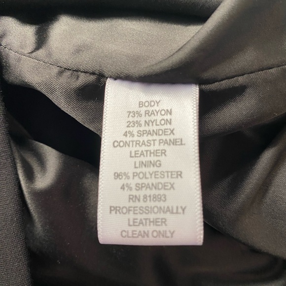 H by Halston Black Leather Trim‎ Zip Jacket with Pockets - Size 10 - Picture 5 of 6